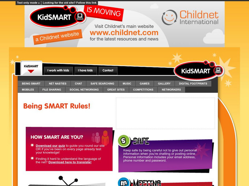 Childnet International: Kidsmart: Being Smart Rules! Activity Childnet International: Kidsmart: Being Smart Rules! Activity