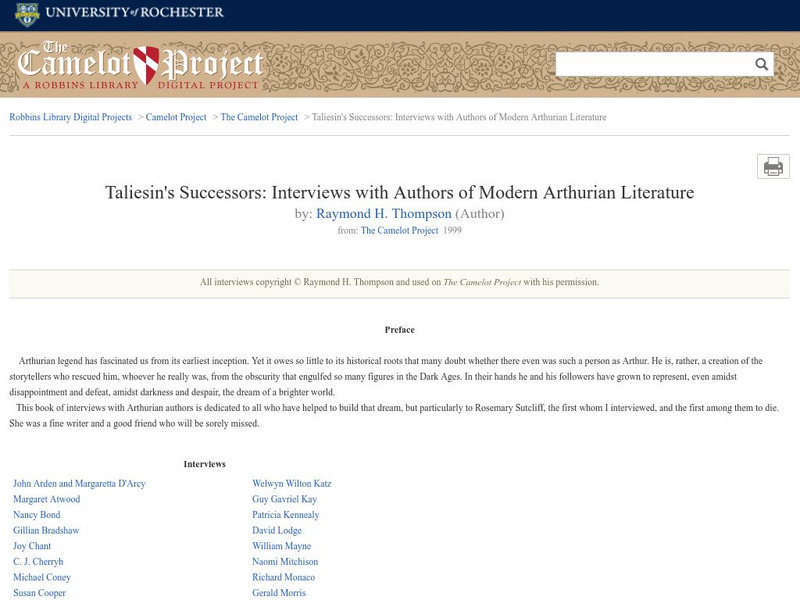 University of Rochester: Taliesin's Successors Article University of Rochester: Taliesin's Successors Article