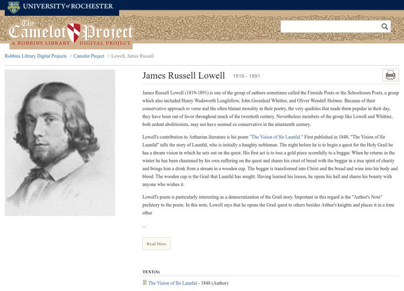 James Russell Lowell: The Vision of Sir Launfal Website James Russell Lowell: The Vision of Sir Launfal Website