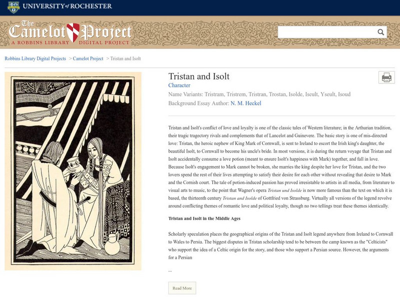 The Camelot Project: Tristan and Isolt Website The Camelot Project: Tristan and Isolt Website