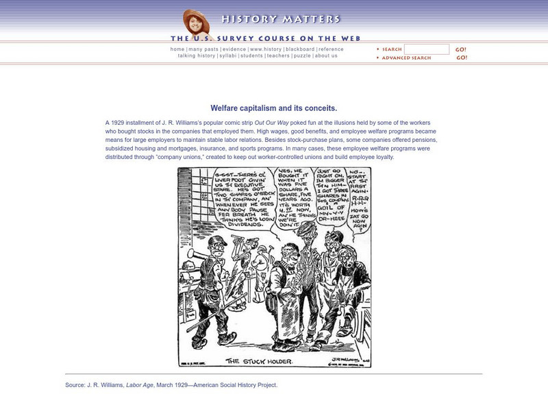 History Matters: Welfare Capitalism and Its Conceits. Primary History Matters: Welfare Capitalism and Its Conceits. Primary