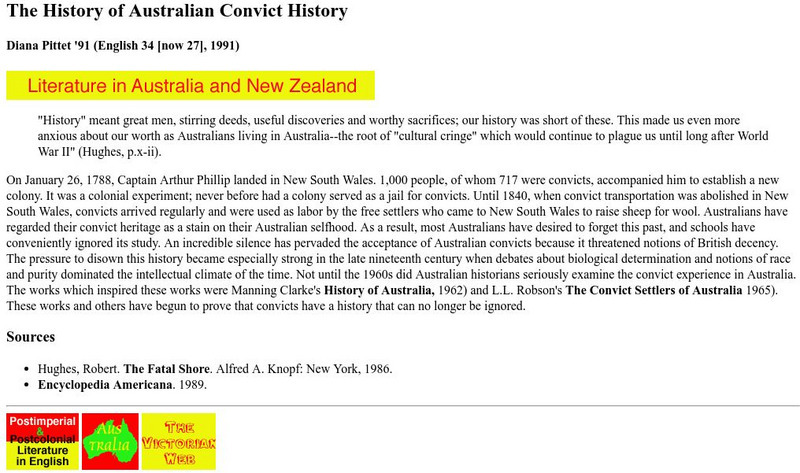 The History of Australian Convict History Handout The History of Australian Convict History Handout