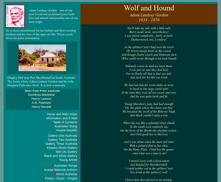 "Wolf and Hound" by Adam Lindsay Gordon Website