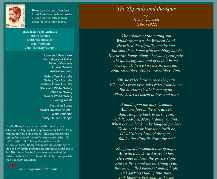 "The Sliprails and the Spur" by Henry Lawson Website "The Sliprails and the Spur" by Henry Lawson Website
