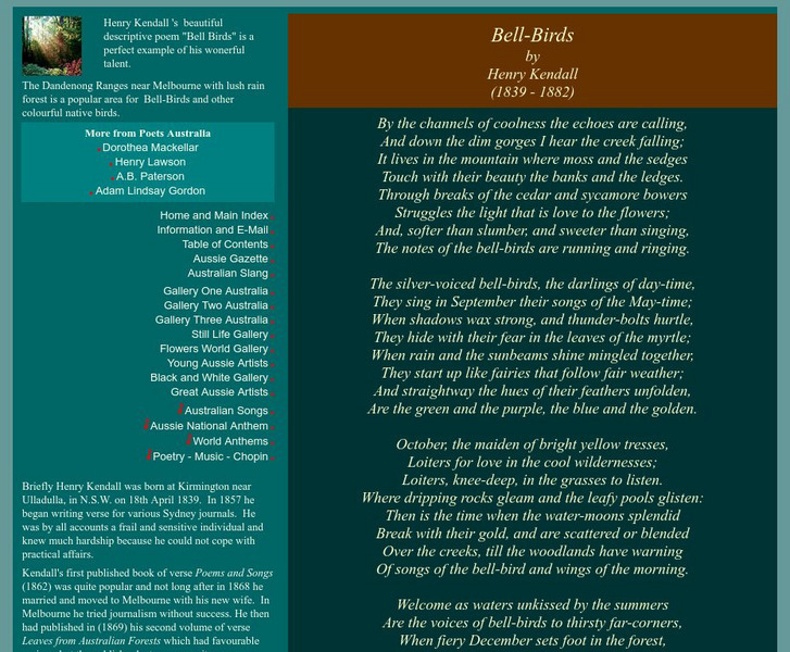 "Bell Birds" by Henry Kendall Website "Bell Birds" by Henry Kendall Website