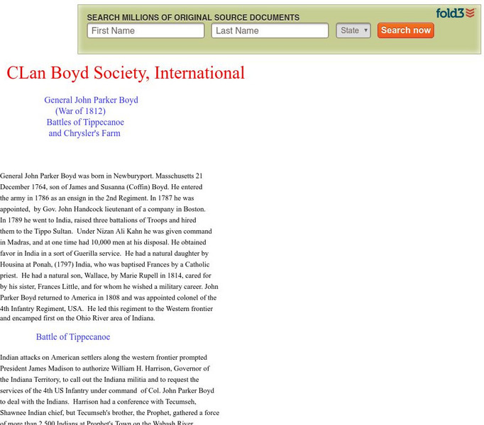 General John Parker Boyd: Battle of Chrysler's Farm Activity