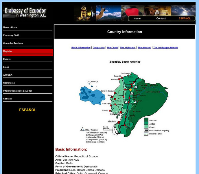 Embassy of Ecuador in Washington, Dc: Country Information Handout Embassy of Ecuador in Washington, Dc: Country Information Handout