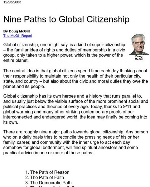 Mc Gill Report: Nine Paths to Global Citizenship Website Mc Gill Report: Nine Paths to Global Citizenship Website