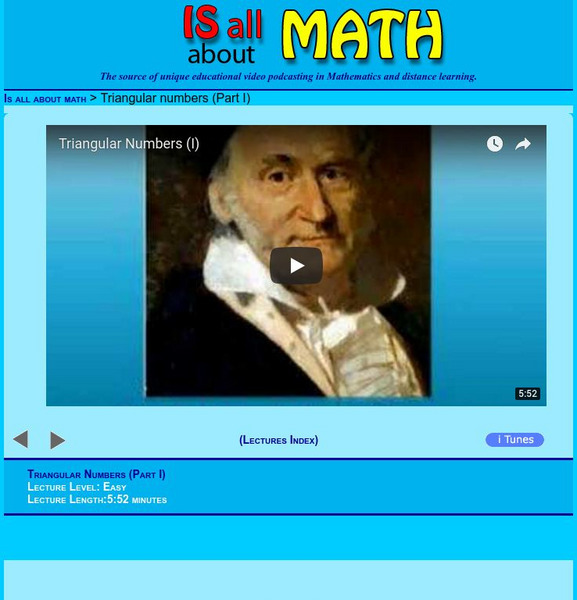 Is All About Math: Triangular Numbers (Part I) Instructional Video Is All About Math: Triangular Numbers (Part I) Instructional Video