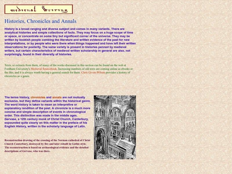 Personal Site: Histories, Chronicles and Annals of Medieval Literature Website Personal Site: Histories, Chronicles and Annals of Medieval Literature Website