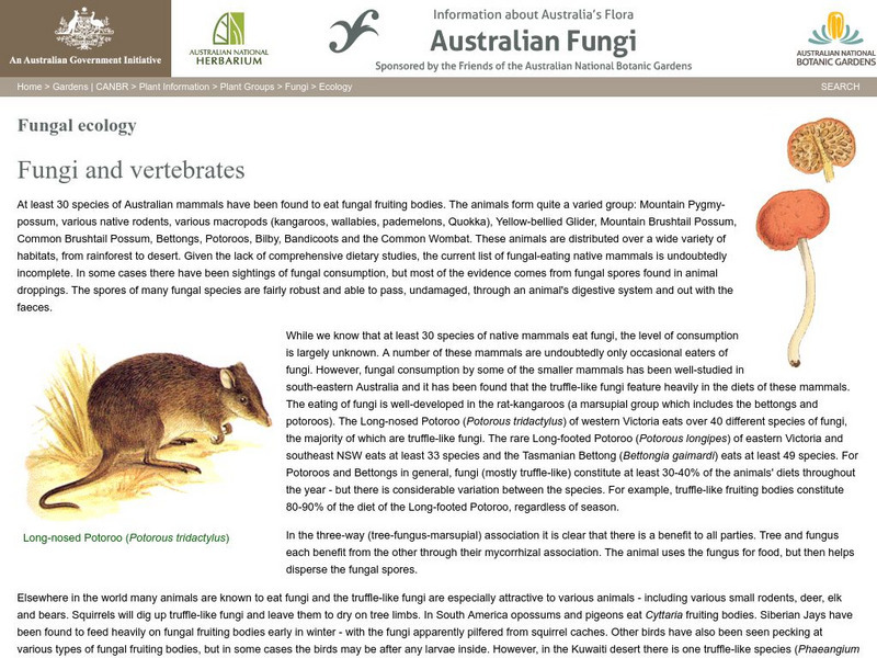 Australian Government: Fungi and Vertebrates Handout Australian Government: Fungi and Vertebrates Handout