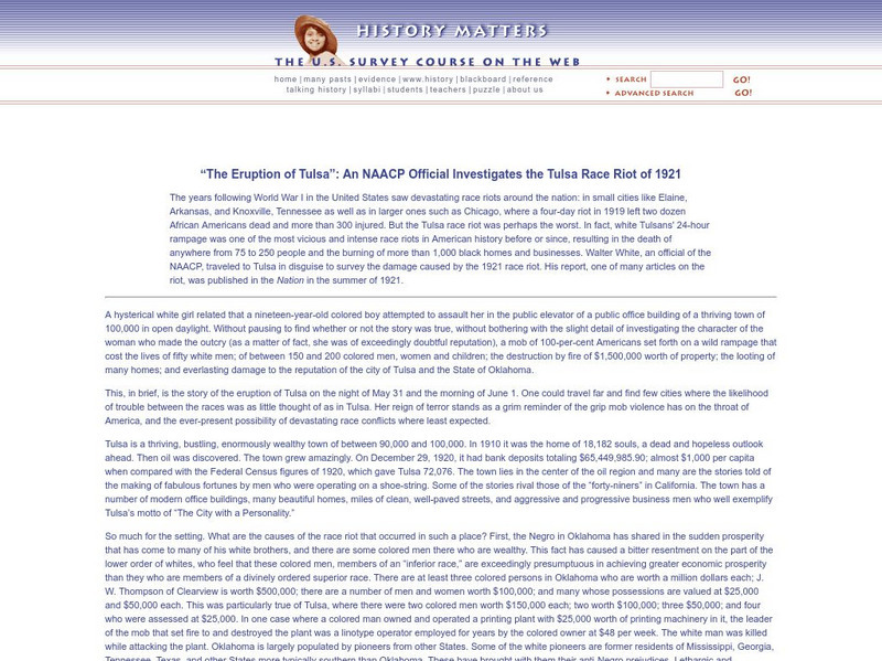 History Matters: The Eruption of Tulsa Article History Matters: The Eruption of Tulsa Article