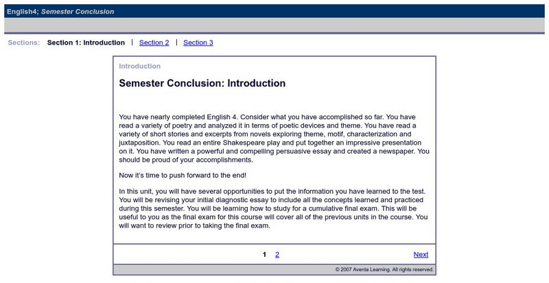 Do Dea: English 4; Semester Conclusion Unit Plan Do Dea: English 4; Semester Conclusion Unit Plan