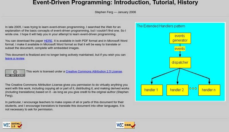 Event Driven Programming: Introduction, Tutorial, History Article Event Driven Programming: Introduction, Tutorial, History Article