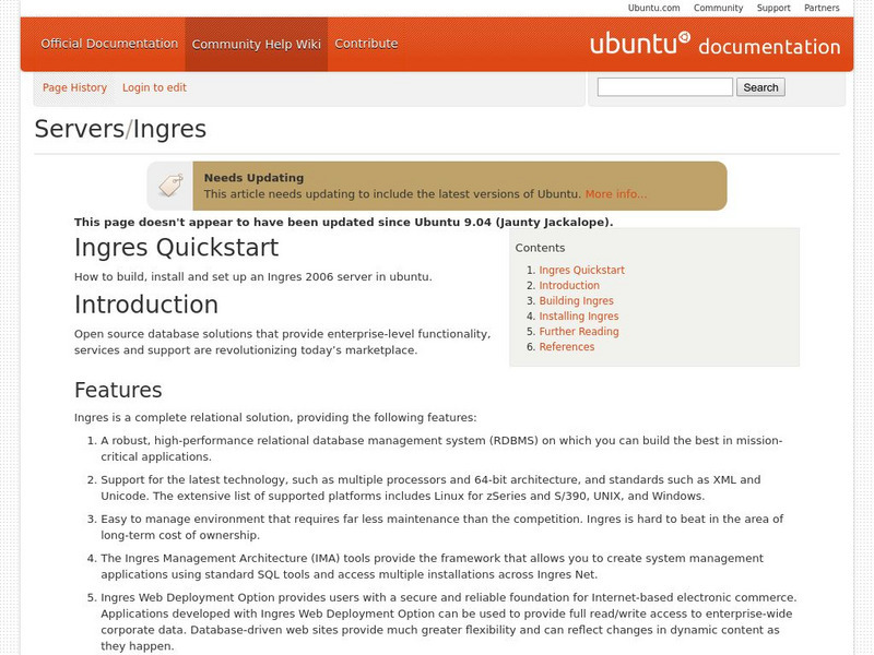 Servers/ingres: Community Ubuntu Documentation Website