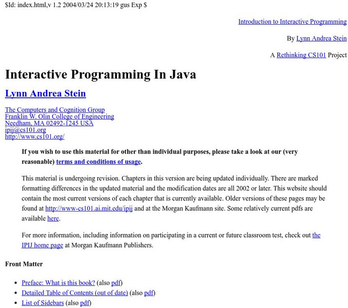 Olin College: Interactive Programming in Java eBook Olin College: Interactive Programming in Java eBook