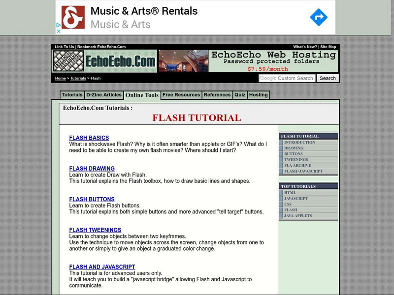 Echo Echo: Flash Tutorial Website