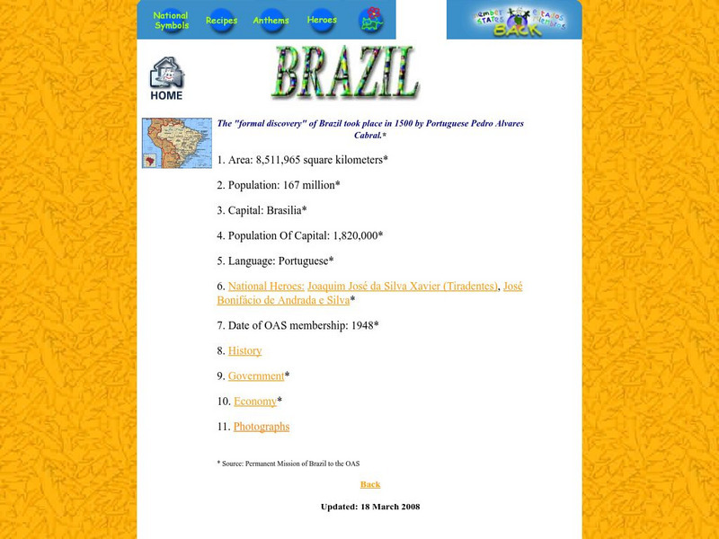 Organization of American States Children's Page: Brazil Handout Organization of American States Children's Page: Brazil Handout