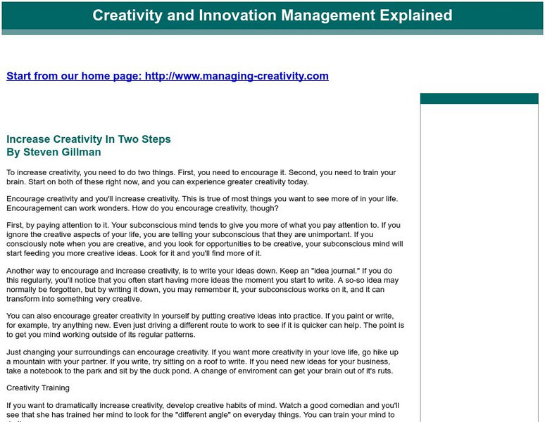 Increase Creativity in Two Steps Article Increase Creativity in Two Steps Article