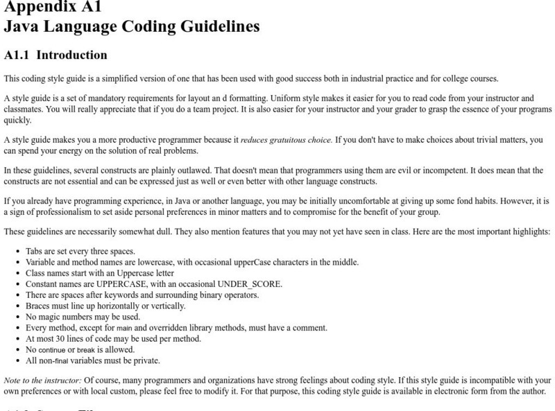 Horstmann: Java Language Coding Guidelines Handout Horstmann: Java Language Coding Guidelines Handout