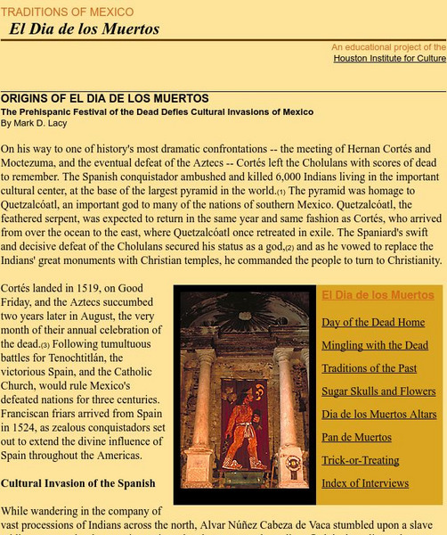 Traditions of Mexico: El Dia De Los Muertos Handout Traditions of Mexico: El Dia De Los Muertos Handout