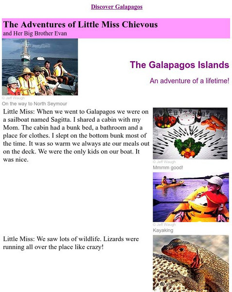 The Adventures of Little Miss Chievous: Galapagos Islands Graphic