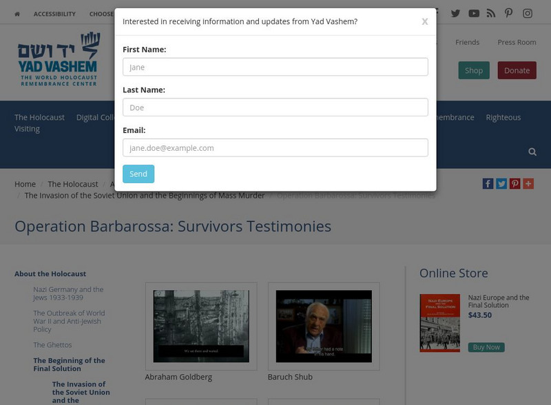 Yad Vashem: Operation Barbarossa: Survivors Testimonies Website Yad Vashem: Operation Barbarossa: Survivors Testimonies Website