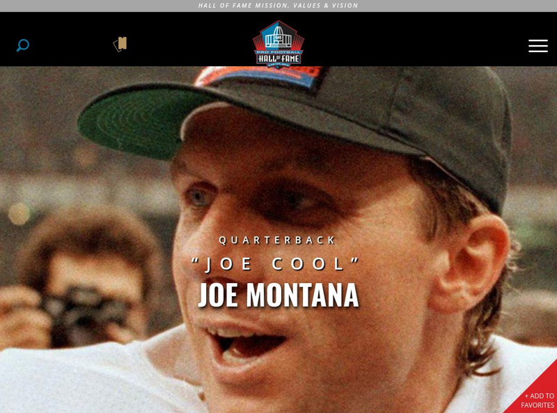 Pro Football Hall of Fame: Joe Montana Website Pro Football Hall of Fame: Joe Montana Website