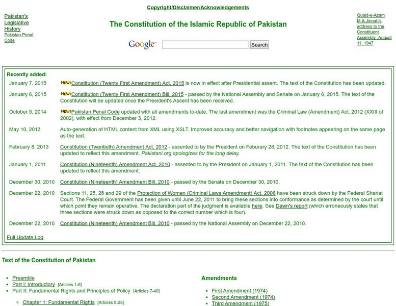 The Constitution of Pakistan Website