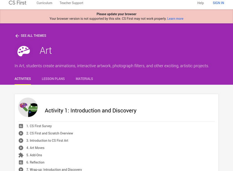 Cs Education at Google: Cs First: Art Theme Lesson Plan Cs Education at Google: Cs First: Art Theme Lesson Plan