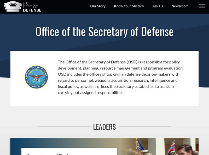 The Office of the Secretary of Defense Website The Office of the Secretary of Defense Website