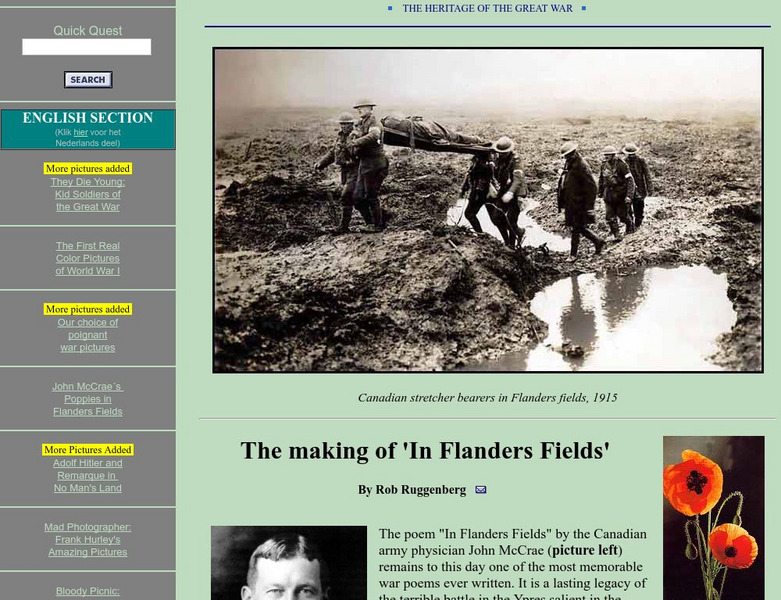 Heritage of the Great War: Making 'In Flanders Fields' Activity Heritage of the Great War: Making 'In Flanders Fields' Activity