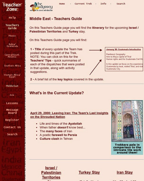 Odyssey: Teacher Zone: Middle East: Israel/palestinian Territories Stay Website Odyssey: Teacher Zone: Middle East: Israel/palestinian Territories Stay Website