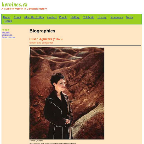 Heroines: Susan Aglukark Handout Heroines: Susan Aglukark Handout