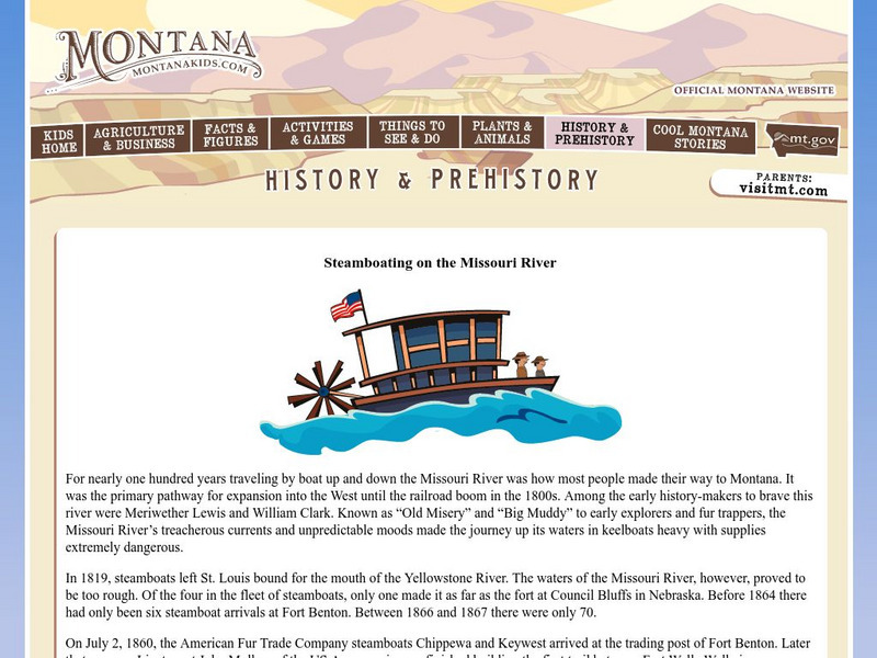 Montana History and Prehistory: Steamboating on the Missouri River Handout Montana History and Prehistory: Steamboating on the Missouri River Handout