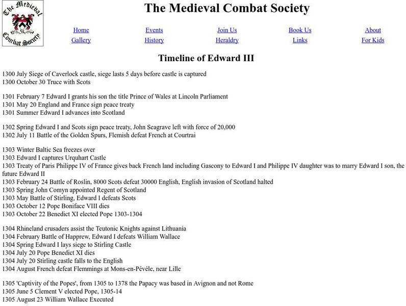The Medieval Combat Society Historical Timeline Graphic The Medieval Combat Society Historical Timeline Graphic