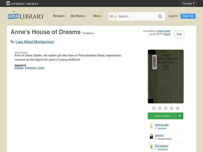 Open Library: Anne's House of Dreams eBook Open Library: Anne's House of Dreams eBook