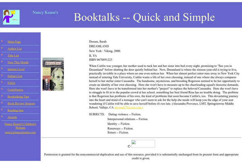 Booktalks: Dreamland by Sarah Dessen Website Booktalks: Dreamland by Sarah Dessen Website