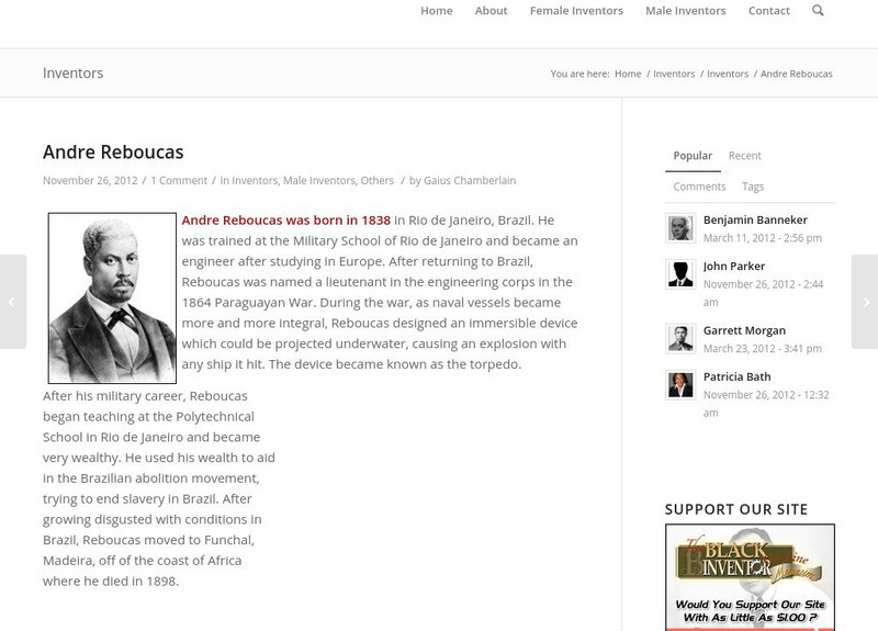 Black inventor online museum andre reboucas handout for 9th 10th