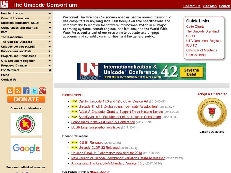 Unicode Home Page Website Unicode Home Page Website
