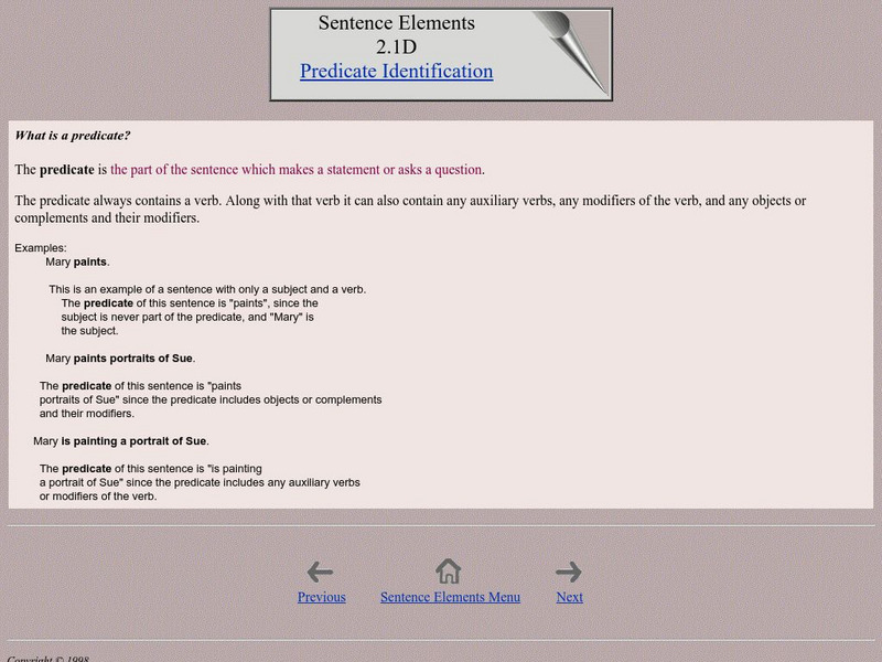 University of Calgary: Predicate Identification Handout University of Calgary: Predicate Identification Handout