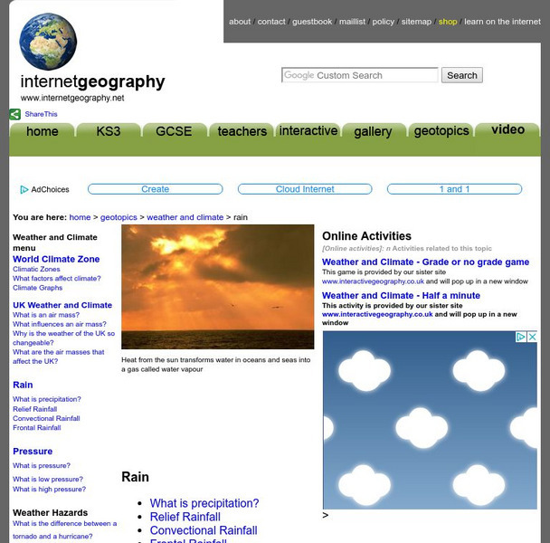 Internet Geography: Weather and Climate, Rain Website