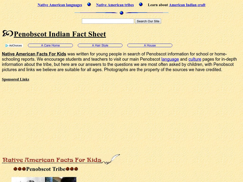 Penobscot Indian Fact Sheet Handout Penobscot Indian Fact Sheet Handout