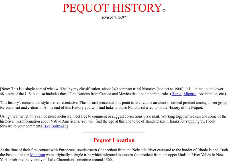 Pequot History Handout Pequot History Handout