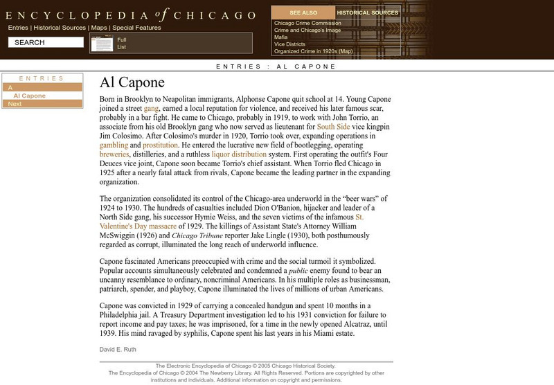Encyclopedia of Chicago: Al Capone Handout Encyclopedia of Chicago: Al Capone Handout