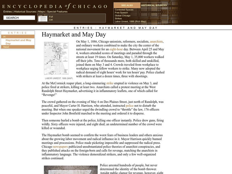 Encyclopedia of Chicago: Haymarket and May Day Handout Encyclopedia of Chicago: Haymarket and May Day Handout