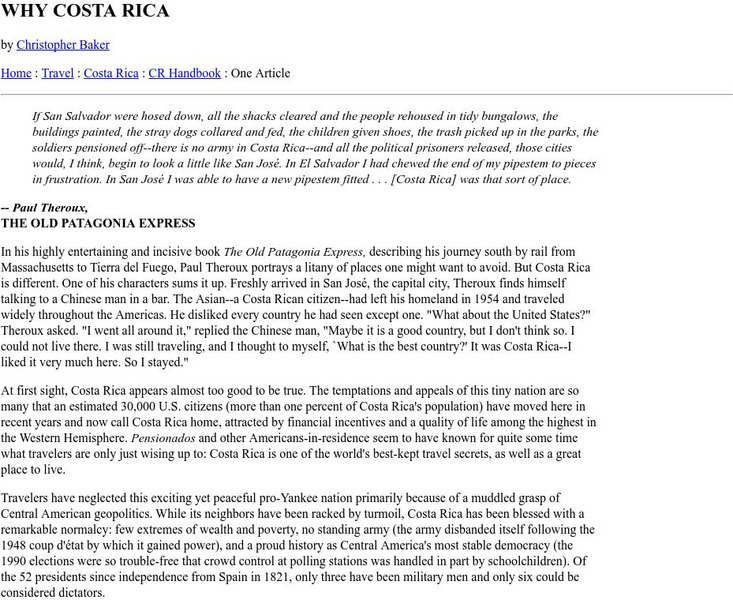 Photo.net: Why Costa Rica Handout