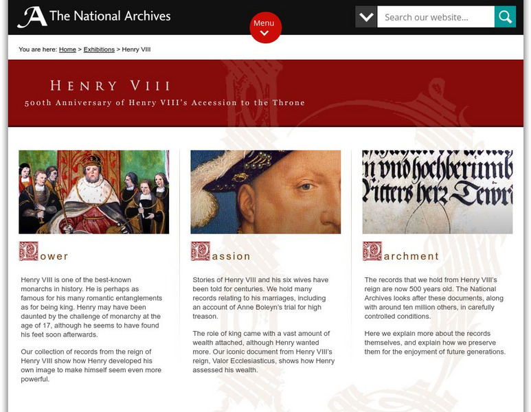 The National Archives: Henry Viii Website The National Archives: Henry Viii Website