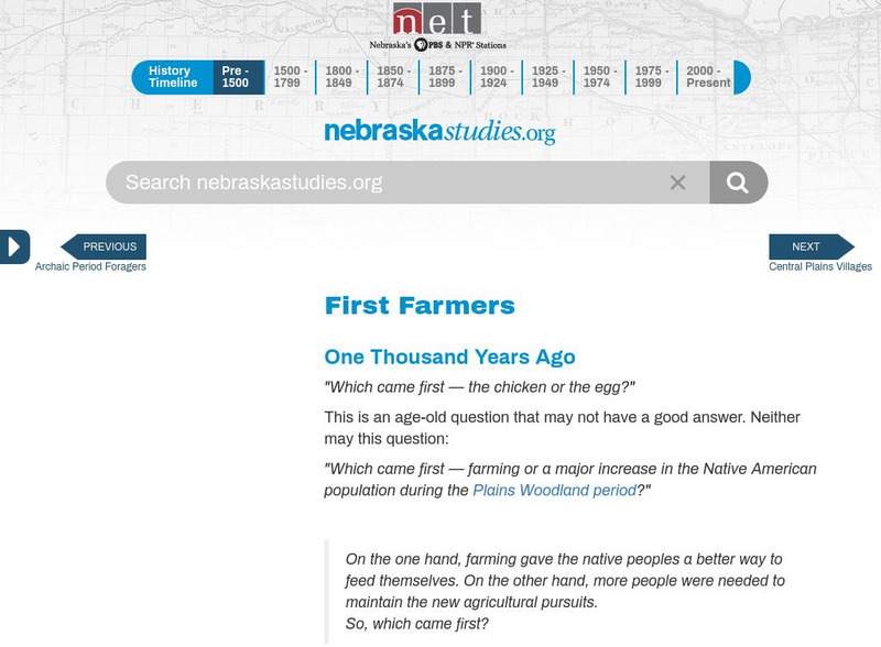 Nebraska Studies: Pre 1500: Nebraska's First Farmers [Pdf] Lesson Plan