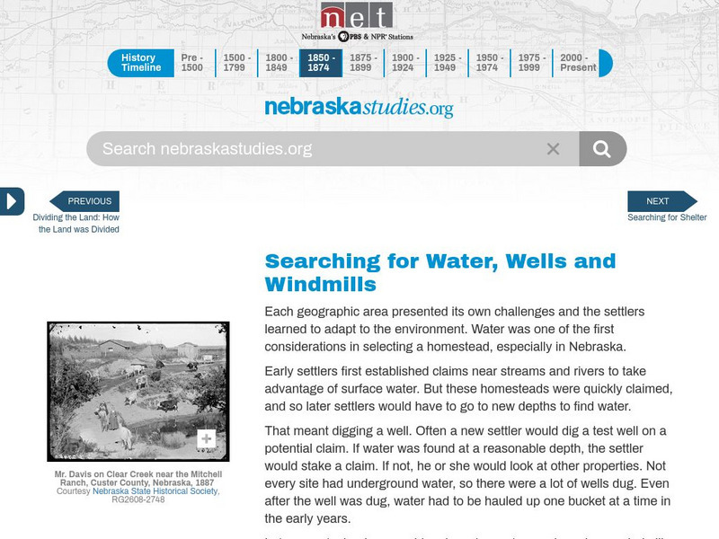 Nebraska Studies: Homestead Act: Searching for Water: Windmills Unit Plan Nebraska Studies: Homestead Act: Searching for Water: Windmills Unit Plan